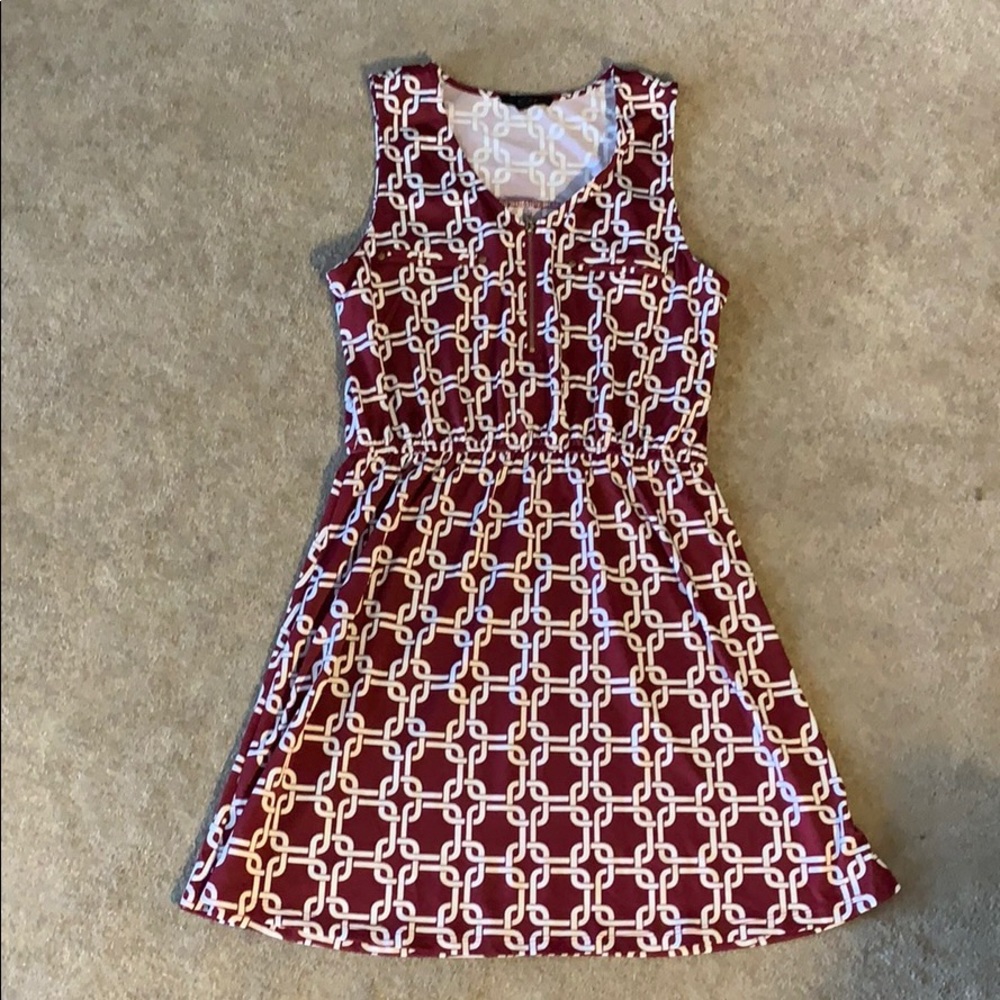 Red patterned dress